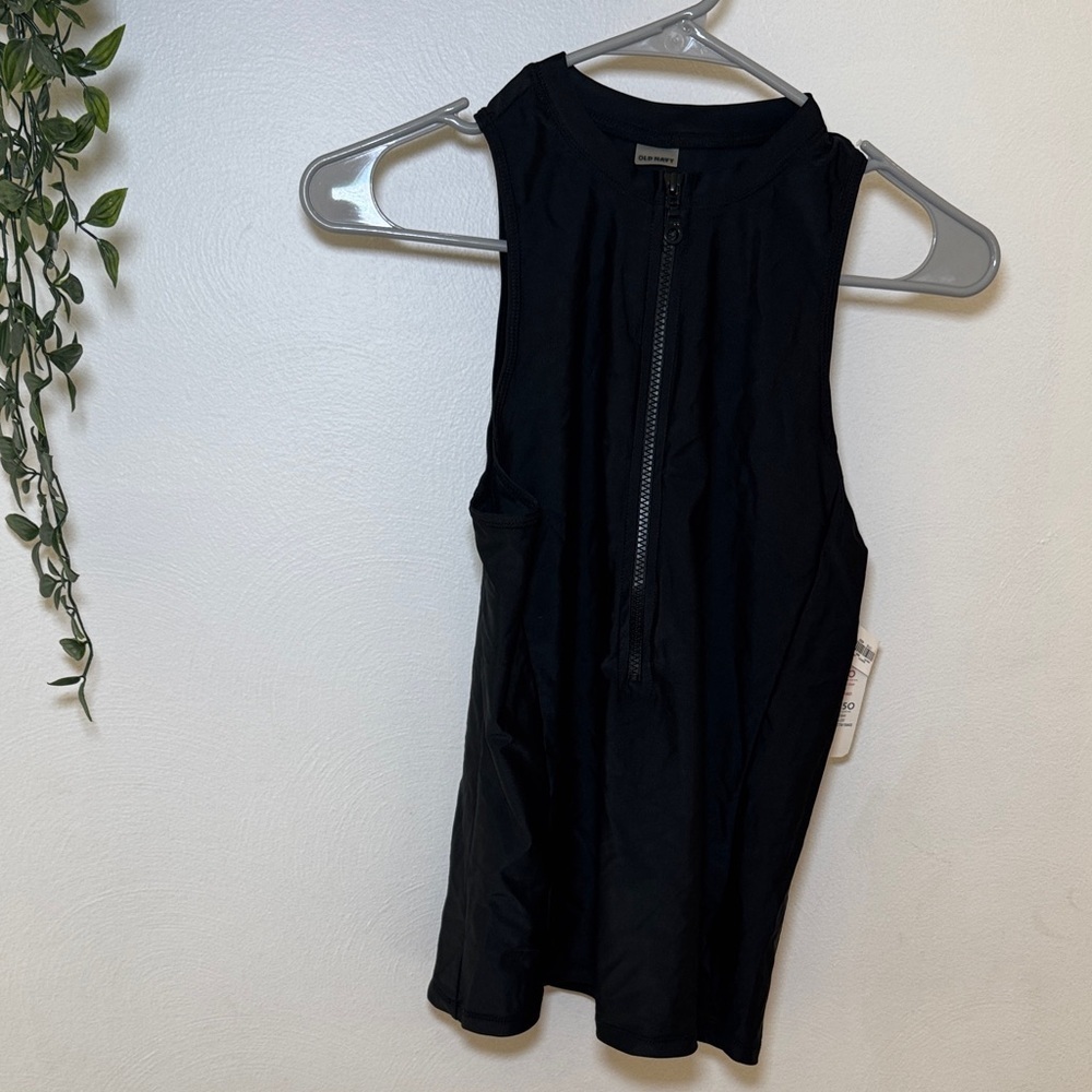 NWT Old Navy Charcoal Zip-Up Sleeveless swimming Top